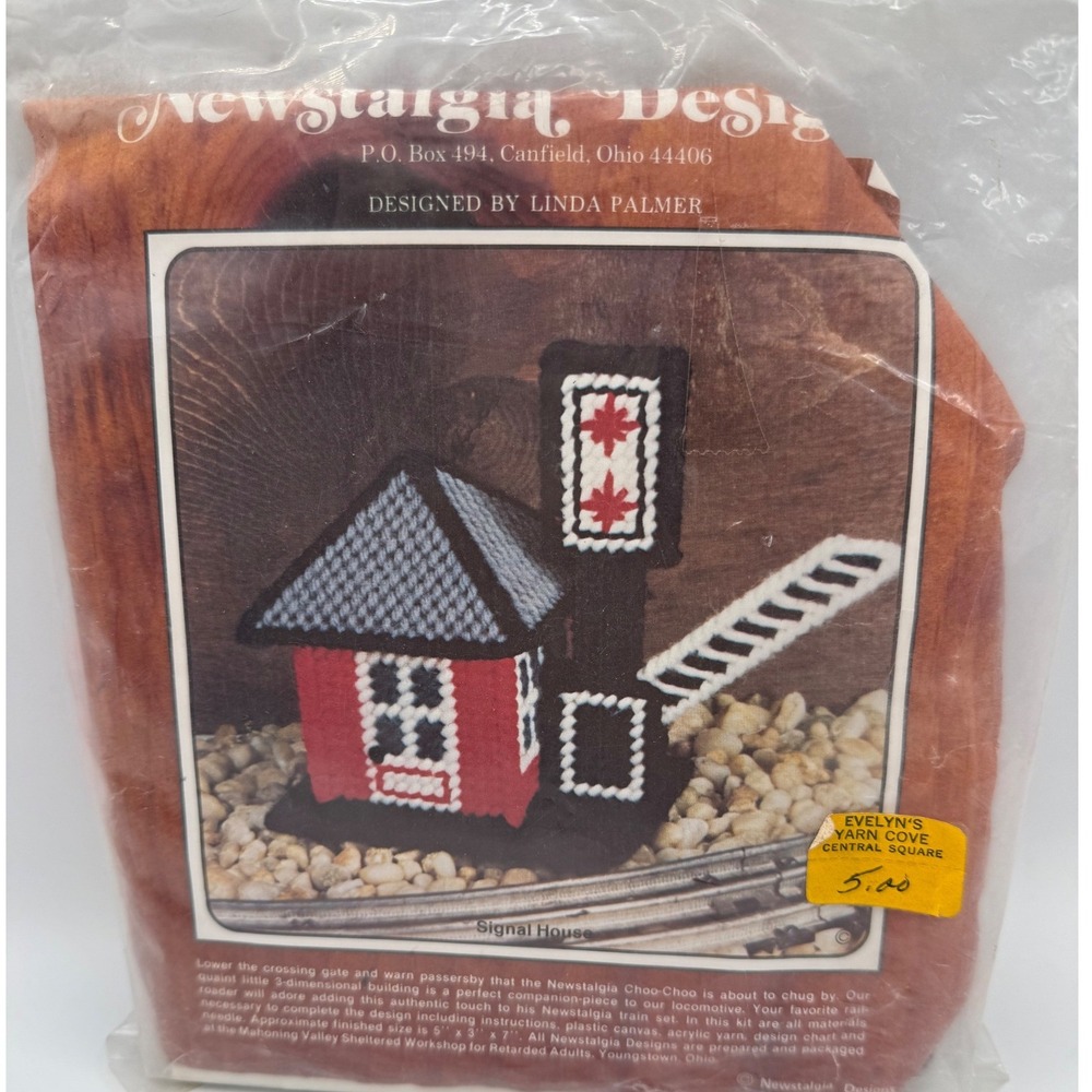 Vintage Newstalgia Designs Signal House Plastic Canvas Kit Train
